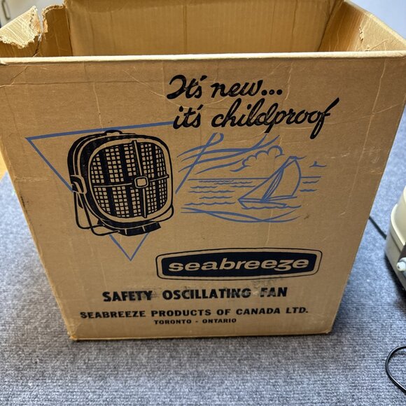 Vintage SEABREEZE Child Proof Fan Oscillator Metal Cage Desk Table Top Working - Picture 13 of 14